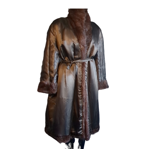 Vintage KES II Dark Brown Colours Real Fur Winter Long Coat Size L Size L - Picture 10 of 16